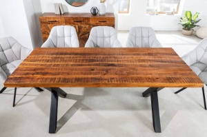 MASA DINING, WOOD ART 200CM, COD 41359, DIN LEMN MANGO, STIL INDUSTRIAL - Img 3