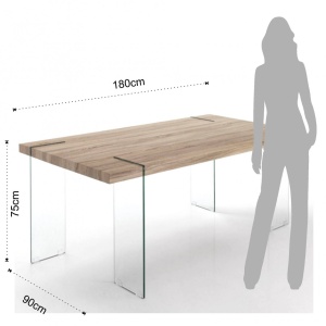 MASA ELEGANTA DE BIROU 180CM, WAVER, COD 3056, STIL MODERN, REALIZATA DIN STICLA SI MDF - Img 4