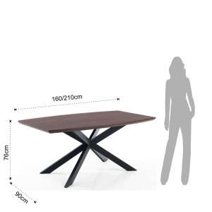 MASA ELEGANTA EXTENSIBILA 160/210CM, HICS DARK, COD 3291, STIL MODERN, REALIZATA DIN METAL SI MDF - Img 4