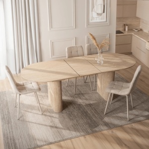 MASA EXTENSIBILA 180-220CM, ARTIM MEBLE, REALIZATA DIN MDF, CULOARE TRAVERTIN, STIL MODERN - Img 3