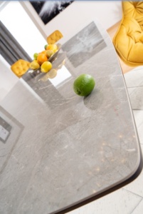 MASA EXTENSIBILA CORTEZ, 160/210 CM, EFECT DE MARMURA GRI/ANTRACIT/CROM, DIN CERAMICA, MDF SI METAL, STIL MODERN - Img 7