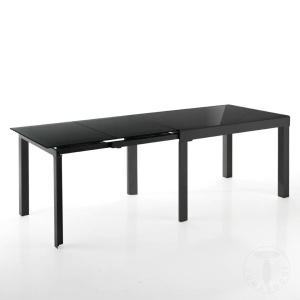 MASA EXTENSIBILA ELEGANTA 120/350CM, LONG BLACK, COD 3346, STIL MODERN, REALIZATA DIN METAL SI STICLA/MDF - Img 2