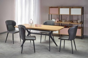 MASA EXTENSIBILA GUSTAVO, STEJAR AURIU/NEGRU, 140/180 CM, BLAT DIN MDF SI PICIOARE DIN METAL, STIL MODERN - Img 2