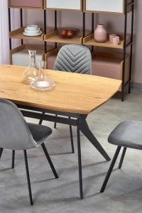 MASA EXTENSIBILA GUSTAVO, STEJAR AURIU/NEGRU, 140/180 CM, BLAT DIN MDF SI PICIOARE DIN METAL, STIL MODERN - Img 4