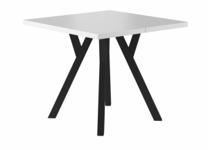 MASA EXTENSIBILA MERLIN, 90/240 CM, ALB MAT/NEGRU, BLAT DIN PAL SI PICIOARE DIN METAL, STIL MODERN - Img 3