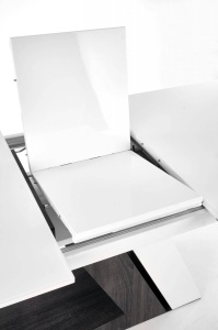 Masa extensibila MORTIS, alb/gri, din MDF lacuit si MDF furniruit, stil modern, HALMAR - Img 2