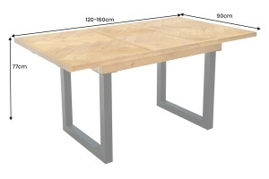 MASA EXTENSIBILA, MOSAIK 120- 160CM, FURNIR LEMN DE PIN RECICLAT SI METAL, ASPECT MARO NATUR, ARTIM GROUP SELECTION - Img 3