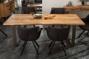 MASA LIVING 160CM, DIN LEMN MASIV DE STEJAR SALBATIC SI METAL, EDGE, STIL INDUSTRIAL, ARTIM GROUP SELECTION