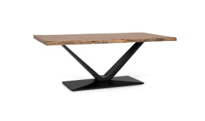 MASA LIVING 200CM, CULOARE NATUR/NEGRU, LEMN MASIV DE SALCAM, GINER Y COLOMER - Img 2