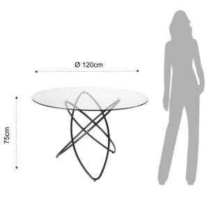 MASA ROTUNDA ELEGANTA 120CM, HULA HOOP, COD 2675, STIL MODERN, REALIZATA DIN METAL SI STICLA - Img 4