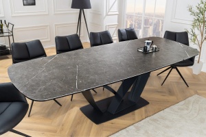 MASA SUFRAGERIE EXTENSIBILA, PAPILLON 180/260CM, DIN CERAMICA/STICLA MARMURA GRAFIT SI METAL, ARTIM GROUP SELECTION
