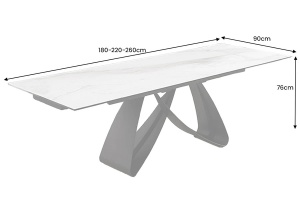 MASA SUFRAGERIE, INFINITY 180/260CM, DIN CERAMICA/STICLA MARMURA ALBA SI METAL, ARTIM GROUP SELECTION - Img 8