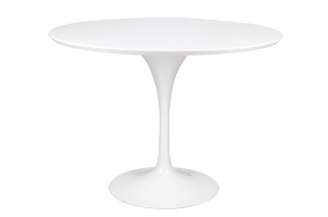 MASA TULIP PREMIUM 100 CM, ALBA, CONFECTIONATA DIN MDF LUCIOS SI METAL, STIL MODERN