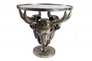 MASUTA CAFEA 56CM, MATADOR, METAL SI STICLA, BRONZ, STIL VINTAGE UNICAT - Img 7