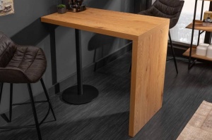 MASUTA DE BAR, MAGNUS 40761, BAZA DE METAL NEAGRA SI MDF, CULOARE STEJAR, DESIGN MODERN