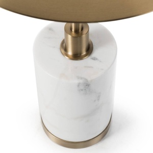 MASUTA DE CAFEA CALICE, EFECT DE MARMURA ALBA/AURIU MAT, 45 CM, DIN METAL SI MARMURA, STIL MODERN - Img 4