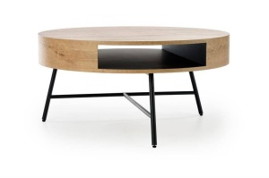MASUTA DE CAFEA CAMILA, STEJAR/NEGRU, DIN MDF FURNIRUIT SI METAL, STIL MODERN, HALMAR - Img 2