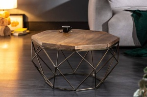 MASUTA DE CAFEA, DIAMOND 69CM, COD 40391, DIN LEMN MASIV, DESIGN INDUSTRIAL - Img 2