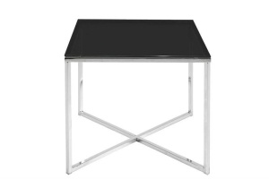 MASUTA DE CAFEA DIN STICLA CROSS SQUARE NEAGRA STIL MODERN B2