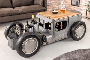 MASUTA DE CAFEA, HOT ROD 160CM, LEMN SI METAL, MODEL DEOSEBIT - Img 7