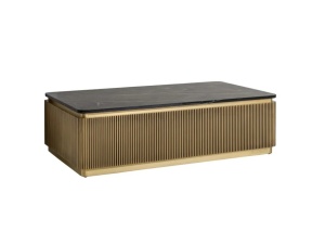 MASUTA DE CAFEA IRONVILLE, 140 CM, NEGRU/AURIU, DIN MDF, MARMURA SI METAL, RICHMOND INTERIORS