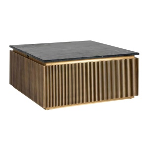 MASUTA DE CAFEA IRONVILLE, 90X90 CM, NEGRU/AURIU, DIN MDF, MARMURA SI METAL, RICHMOND INTERIORS
