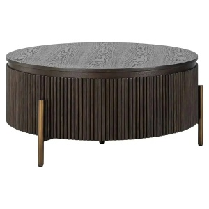 MASUTA DE CAFEA LUXOR, 95 CM, MARO/AURIU ANTICHIZAT, DIN LEMN DE STEJAR SI METAL, RICHMOND INTERIORS - Img 2