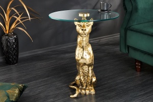 MASUTA DE CAFEA, PANTHER, 60CM, BLAT DIN STICLA SI METAL, AURIU, ARTIM GROUP SELECTION