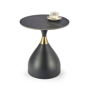 MASUTA DE CAFEA SCALITA, EFECT DE MARMURA NEAGRA/NEGRU/AURIU, DIN CERAMICA SI METAL, STIL MODERN - Img 1