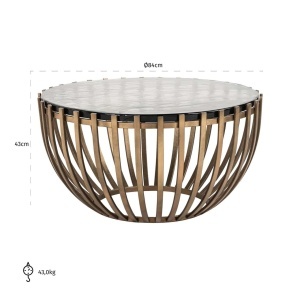 MASUTA DE CAFEA VOLANTE, 211932, CONFECTIONATA DIN METAL SI STICLA CULOAREA AURIU, STIL MODERN - Img 3
