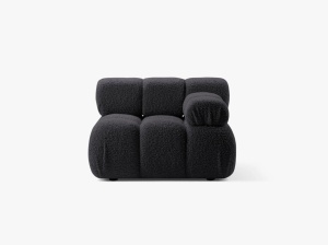 MODUL CANAPEA BELLIS, PE DREAPTA, GRI GRAFIT, CU TAPITERIE DIN TEXTIL BOUCLE ROLF, MICADONI