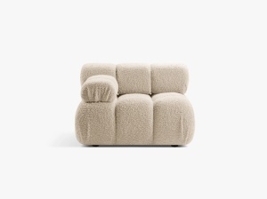 MODUL CANAPEA BELLIS, PE STANGA, BEJ DESCHIS, CU TAPITERIE DIN TEXTIL BOUCLE ROLF, MICADONI