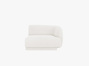 MODUL CANAPEA MILEY, PE DREAPTA, ALB, CU TAPITERIE DIN TEXTIL BOUCLE BALLO, MICADONI