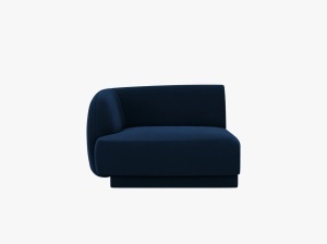 MODUL CANAPEA MILEY, PE STANGA, ALBASTRU ROYAL, CU TAPITERIE DIN CATIFEA BLUVEL, MICADONI
