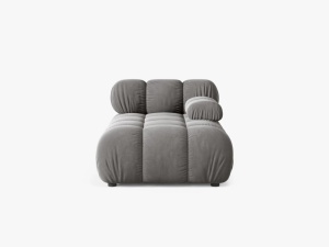 MODUL SEZLONG COLTAR BELLIS, GRI DESCHIS, PE DREAPTA, CU TAPITERIE DIN CATIFEA BLUVEL, MICADONI