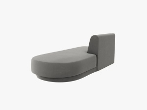 MODUL SEZLONG MILEY, PE DREAPTA, GRI DESCHIS, CU TAPITERIE DIN CATIFEA BLUVEL, MICADONI