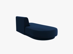 MODUL SEZLONG MILEY, PE STANGA, ALBASTRU ROYAL, CU TAPITERIE DIN CATIFEA BLUVEL, MICADONI