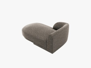 MODUL SEZLONG MILEY, PE STANGA, GRI, CU TAPITERIE DIN TEXTIL CHENILLE HAGA, MICADONI - Img 3