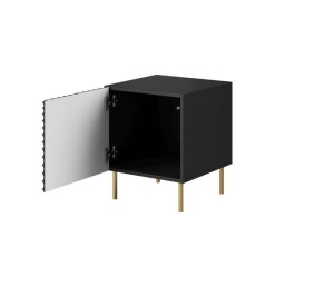 NOPTIERA, CAMA-HOLE-SZAFKI-NOCNE-CZ/CZ, NEGRU MAT, DIN PLACI LAMINATE SI MDF, DESIGN MODERN