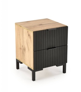NOPTIERA NELA, 40X40 CM, STEJAR WOTAN/NEGRU, DIN PAL LAMINAT, MDF FURNIRUIT SI POLIPROPILENA, STIL MODERN - Img 2