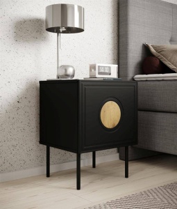 NOPTIERA, PALAZZO-NIGHTCABINET-CZ/DC, PLACA LAMINATA, MDF SI METAL, STIL MODERN, CAMA