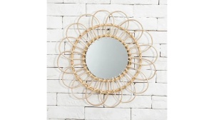 OGLINDA BAIE REA BOHO 223K17, 34CM, NATURAL, DIN STICLA SI LEMN, CALITATE SUPERIOARA - Img 6