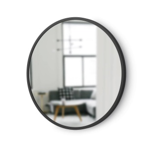 OGLINDA DE PERETE ROTUNDA, HUB, NEAGRA, 46 CM, STIL MODERN, B2 - Img 2