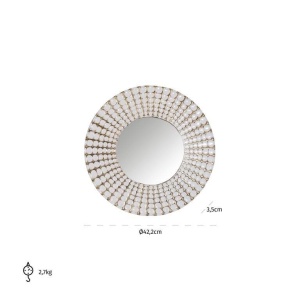 OGLINDA DECORATIVA ROTUNDA LYNDE, 40 CM, ALB/AURIU, STIL MODERN, B2 - Img 2
