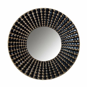 OGLINDA DECORATIVA ROTUNDA LYNDE, 60 CM, NEGRU/AURIU, STIL MODERN, B2
