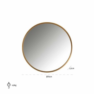 OGLINDA DECORATIVA ROTUNDA MAERON, AURIE, 70 CM, STIL MODERN - Img 2