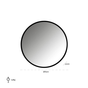 OGLINDA DECORATIVA ROTUNDA MAERON, NEAGRA, 70 CM, STIL MODERN, B2 - Img 2