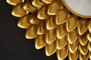 OGLINDA MODERNA 90CM,FLOWER, COD 41762, STIL MODERN, REALIZATA DIN METAL DE CULOARE AURIE - Img 5