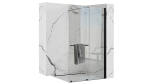 PARAVAN DE DUS REA CORTIS, 120CM, NEGRU, DIN STICLA, CALITATE SUPERIOARA