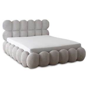 PAT 160X200CM, ARTIM MEBLE, CU SPATIU DE DEPOZITARE, REALIZAT DIN TEXTIL BOUCLE GRI, STIL MODERN - Img 2